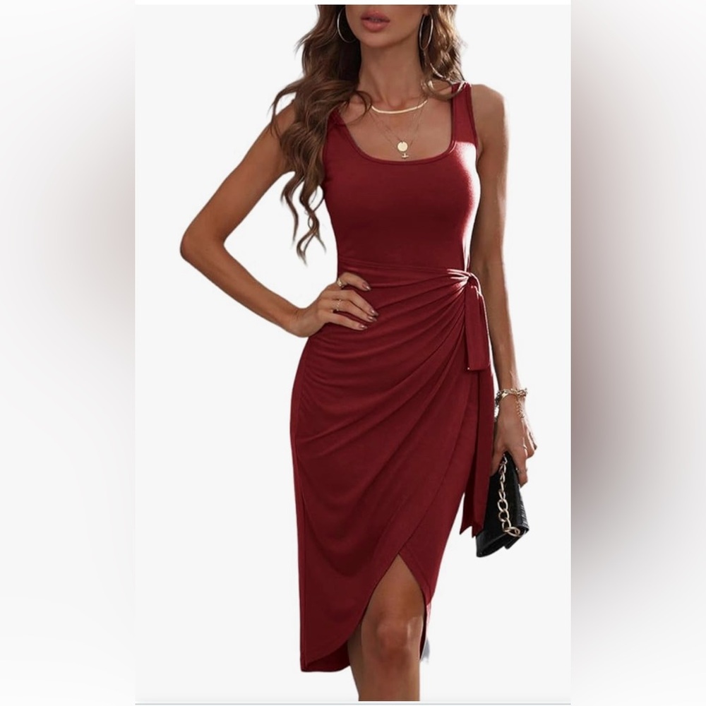 Woman's wrap a-line red dress medium NEW